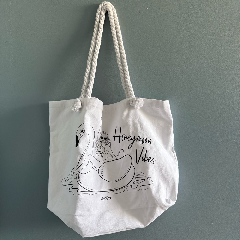 Miss to Mrs Honeymoon Vibes Canvas Rope Handle Tote Bag